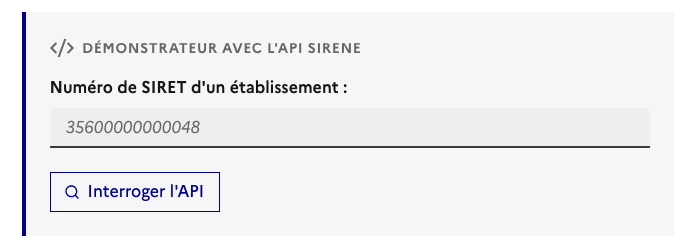 Capture d'écran de la partie du démonstrateur d'API qui montre la donnée d'appel